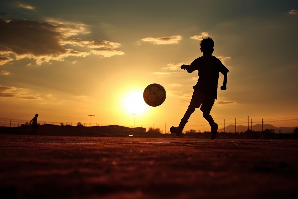 Person play football silhouette photography outdoors soccer sports.