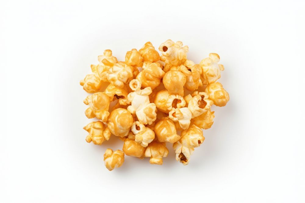 Caramel popcorn snack food.