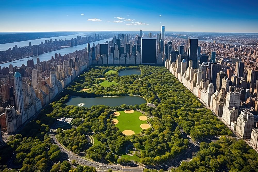 Central Park aerial view architecture cityscape outdoors.