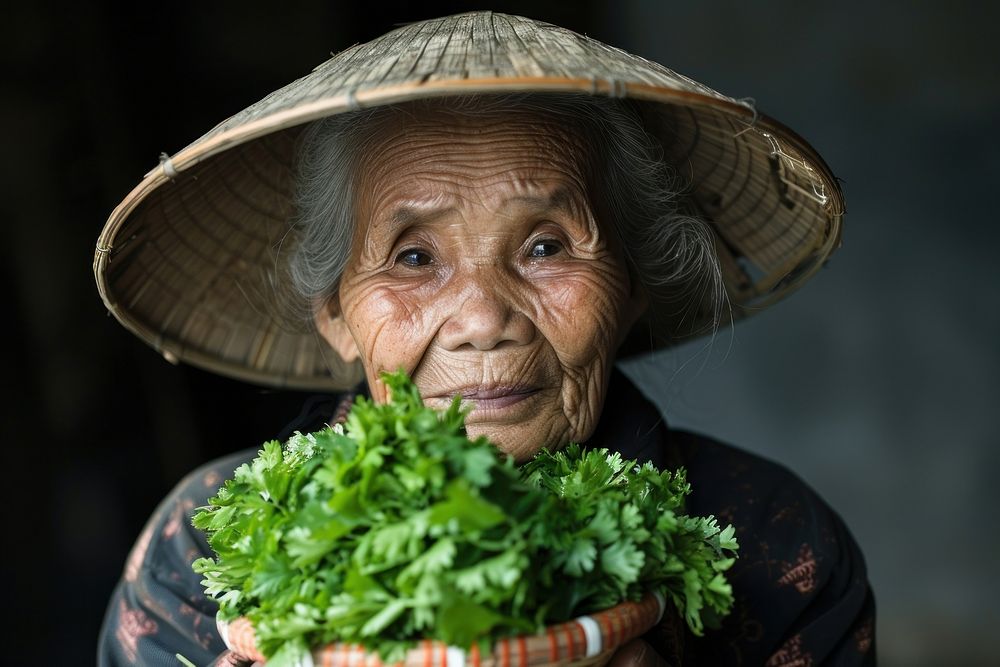 Vietnamese person food clothing cilantro.