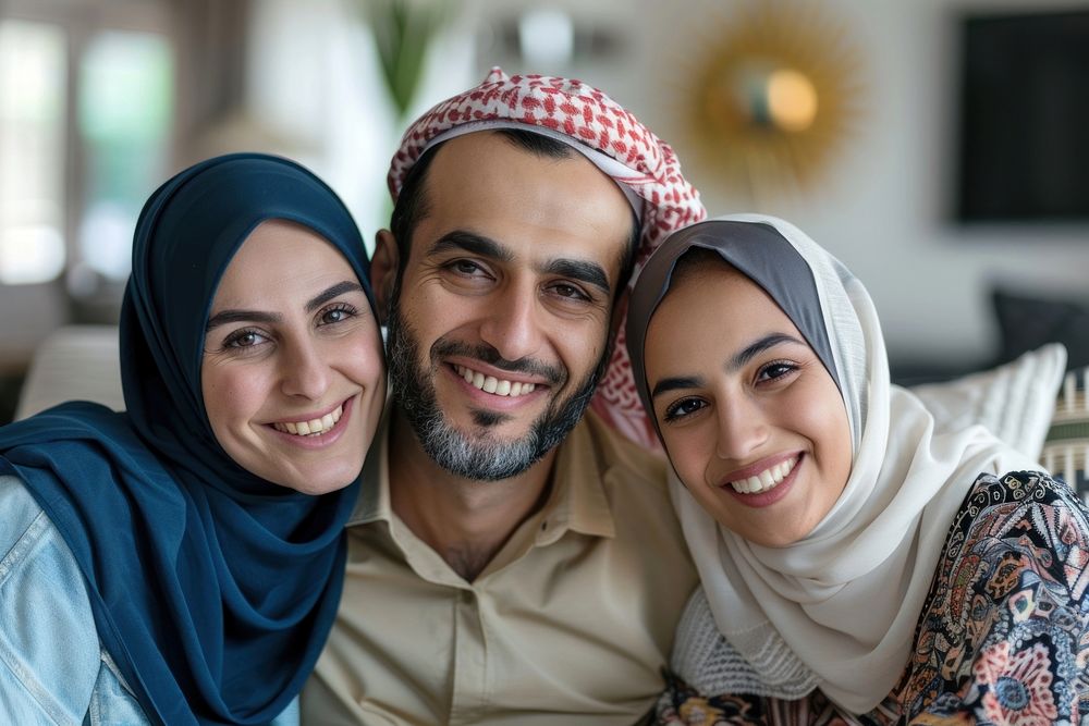 Cheerful Middle Eastern Family family clothing apparel.