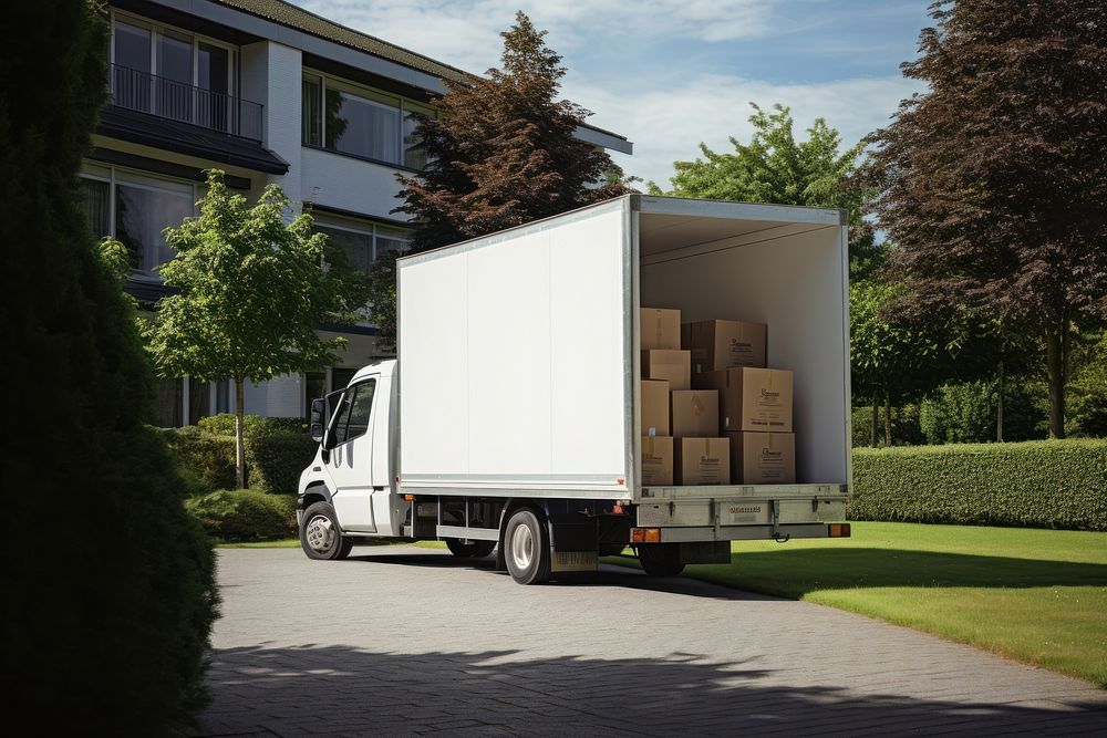 Moving truck box transportation vehicle.