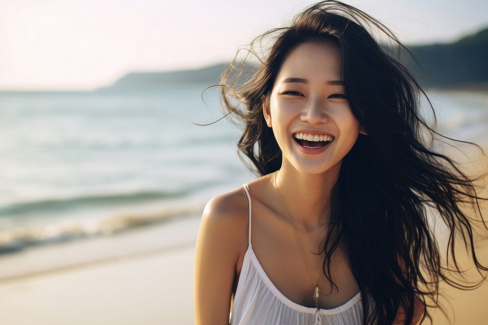 Asian women Blissful Grin happy face accessories.