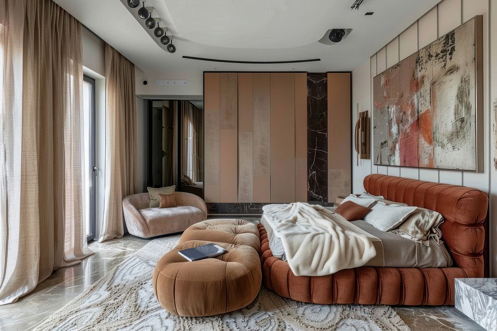 Bedroom interior design architecture furniture.