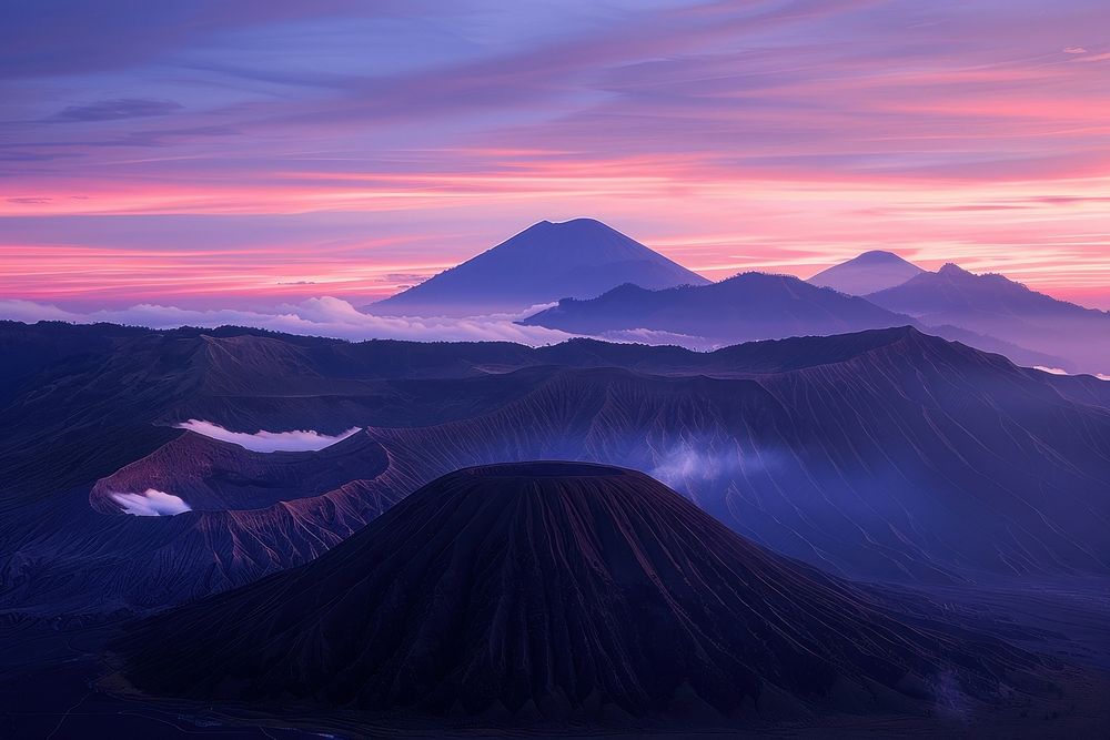 Bromo volcano landscape panoramic outdoors.