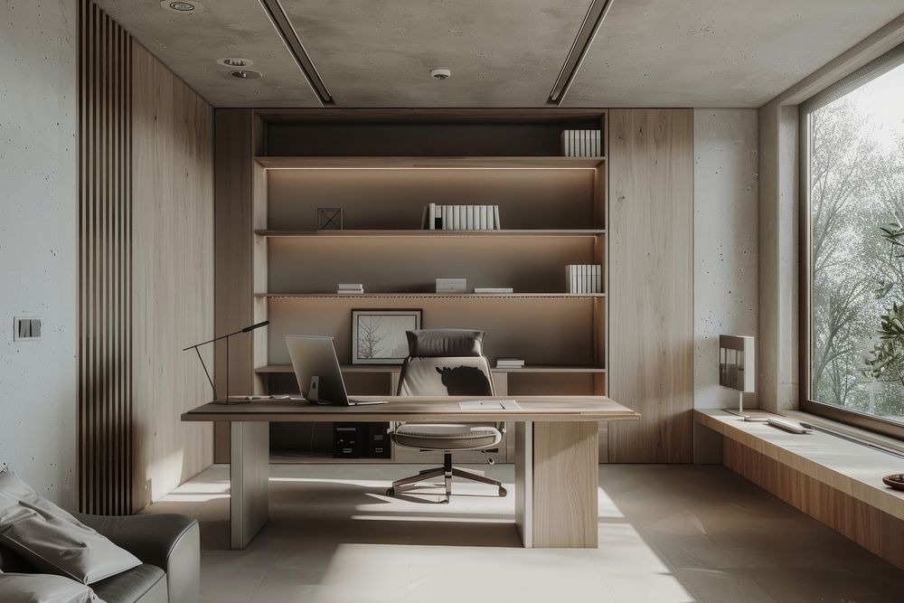 Home office interior design electronics furniture.