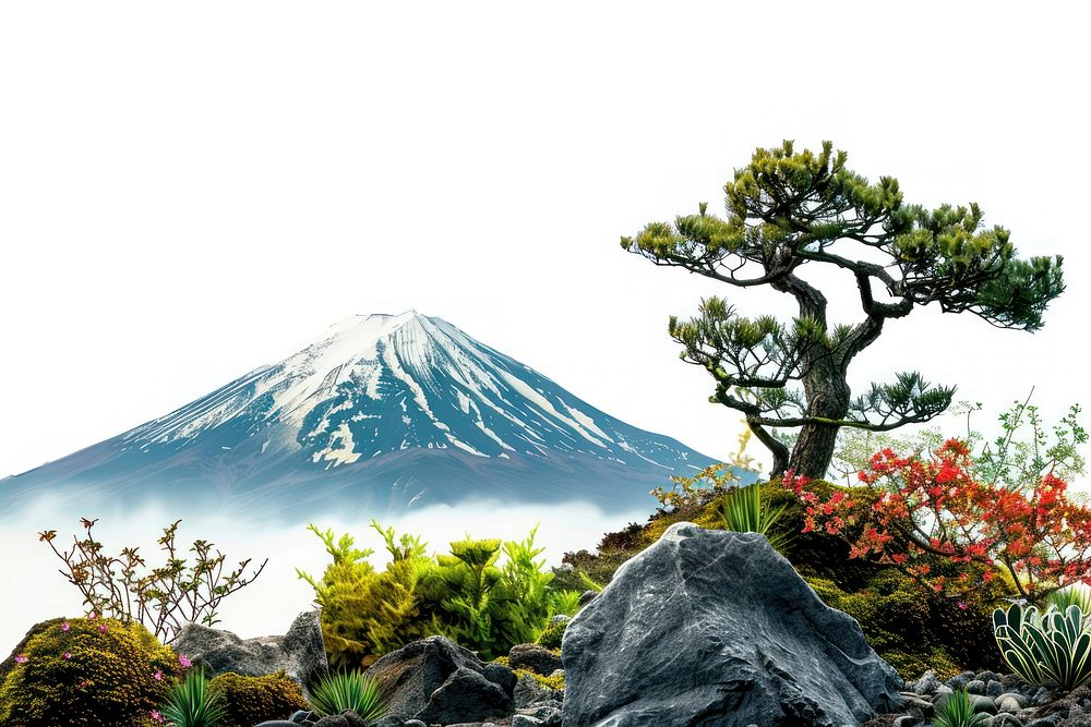 Landscape at Mount Fuji the highest volcano in Japan landscape vegetation wilderness.