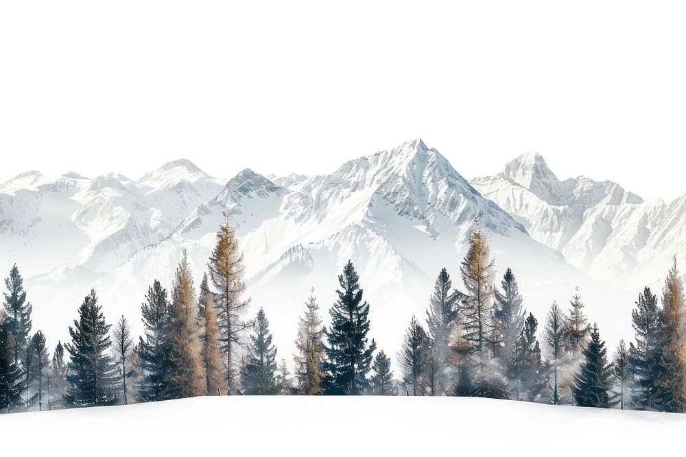 Landscape with trees and snowy mountains landscape outdoors scenery.