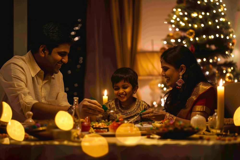 Family enjoy festival wedding diwali.