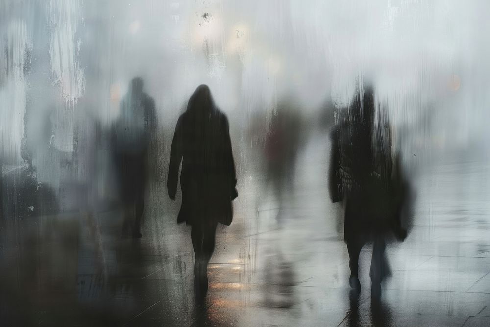 People walking blurred background outdoors weather person.