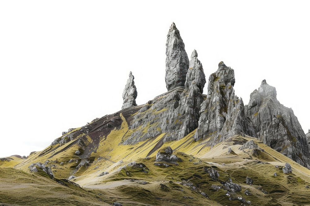 The Old Man of Storr on the Trotternish Ridge countryside wilderness landscape.