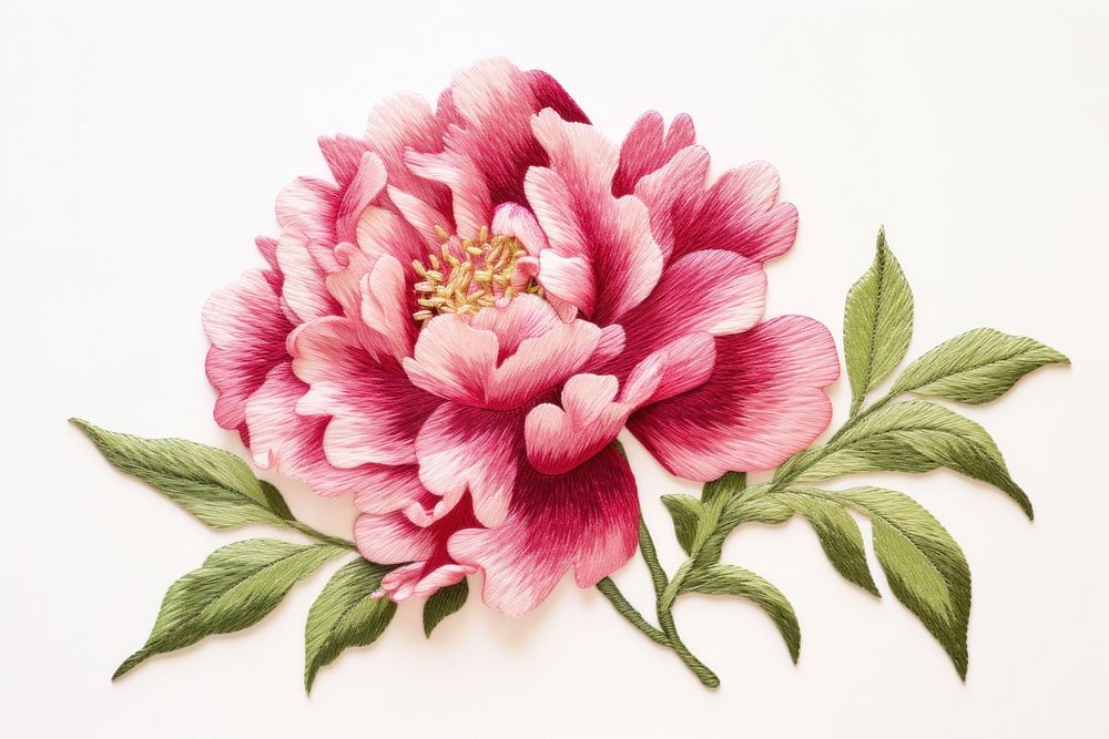 Peony in embroidery style blossom pattern dahlia.