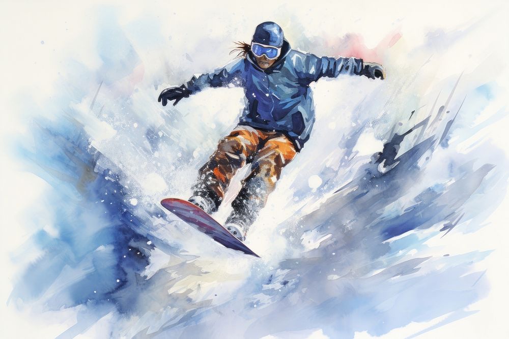 Snowboarder jumping snowboarding accessories recreation.