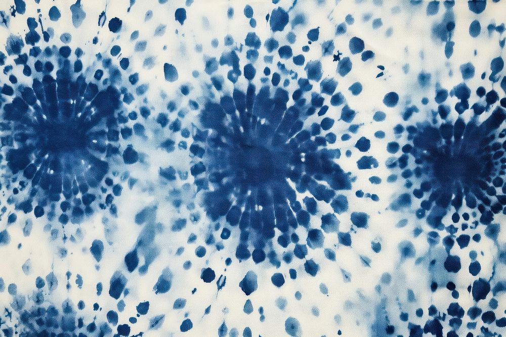 Floral Dot Motif Dyed In Mottled White And Deep Indigo Shades shibori pattern texture stain.