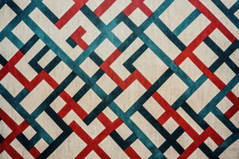 Geometric seamless block print pattern quilt rug home decor.