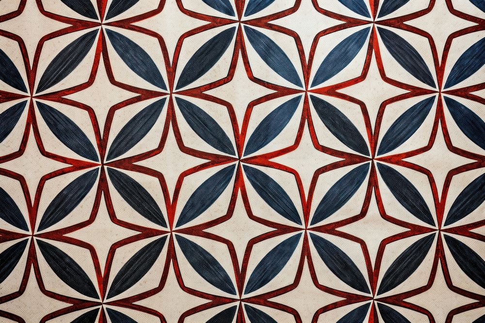 Geometry texture classic block print pattern plant tile rug.