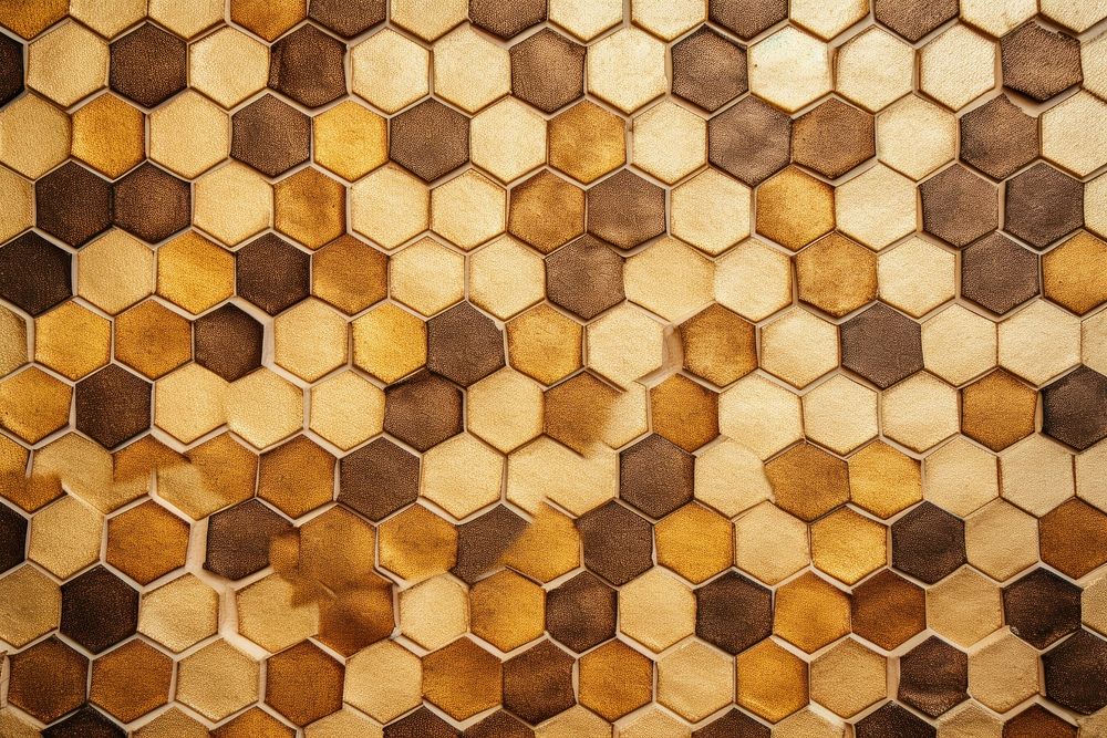 Honeycomb block print pattern texture flooring indoors.