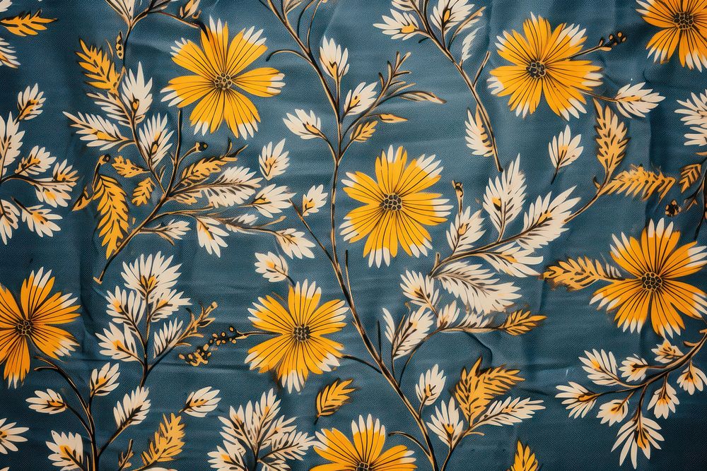 Indian block print floral pattern graphics silk art.