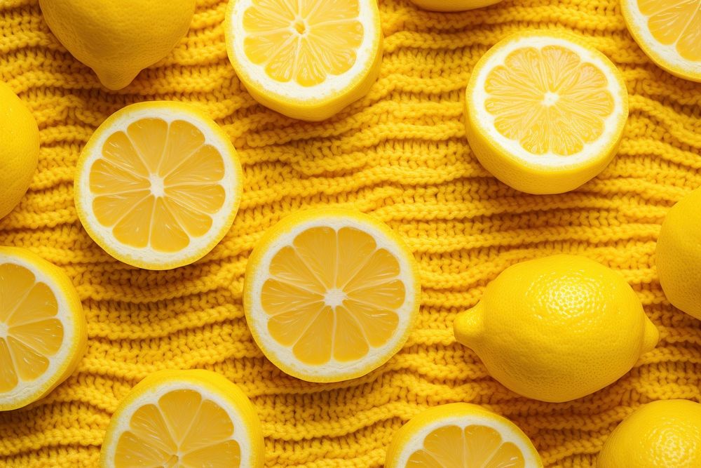 Knit lemon produce orange fruit.