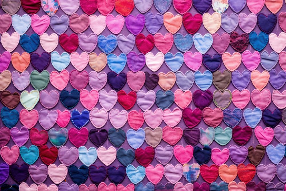 Pixel heart quilt pattern patchwork clothing applique.