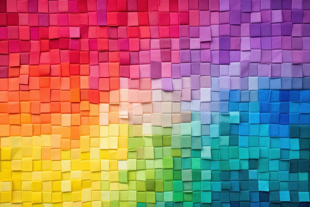 Rainbow remix quilt pattern purple art modern art.