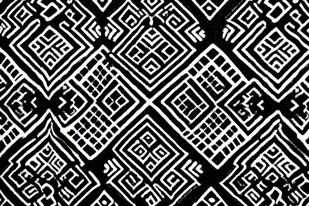 Seamless Black And White Ethnic Geometric block print pattern home decor qr code.