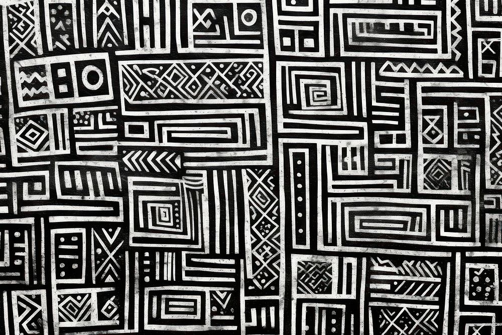 Seamless Black And White Ethnic Geometric block print pattern scoreboard art.