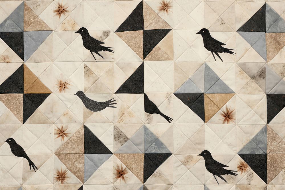 Sparrows quilt block pattern blackbird agelaius animal.