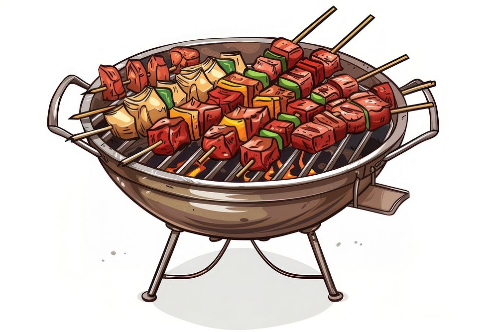 Barbeque cooking equipment with skewers grilling dynamite weaponry.