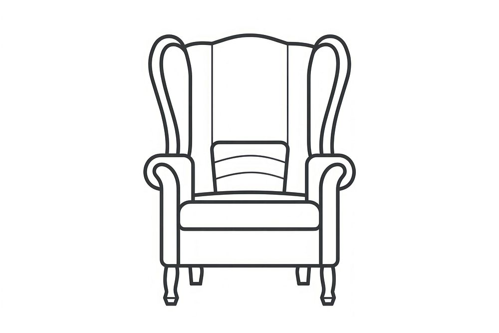 Vector illustration of wing chair line icon furniture letterbox armchair.