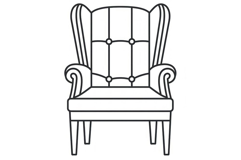 Vector illustration of wing chair line icon furniture armchair.