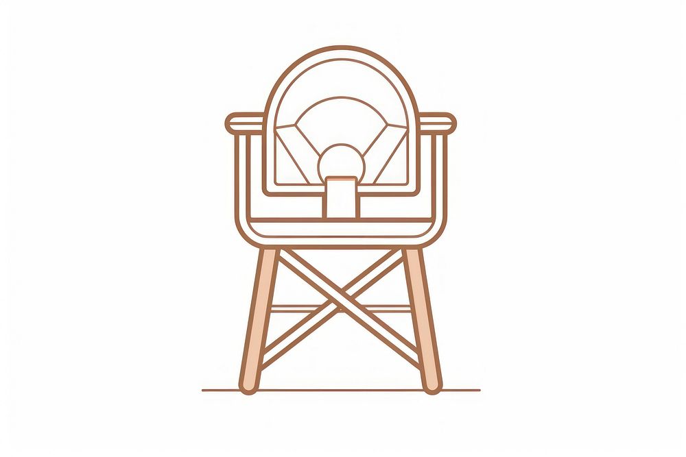 Vector illustration of baby chair line icon illustrated furniture highchair.
