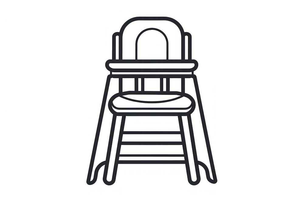 Vector illustration of baby chair line icon illustrated furniture highchair.