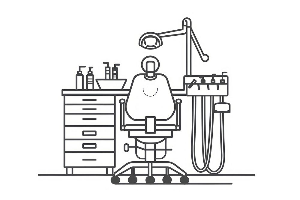 Vector illustration of dentist chair line icon manufacturing architecture building.