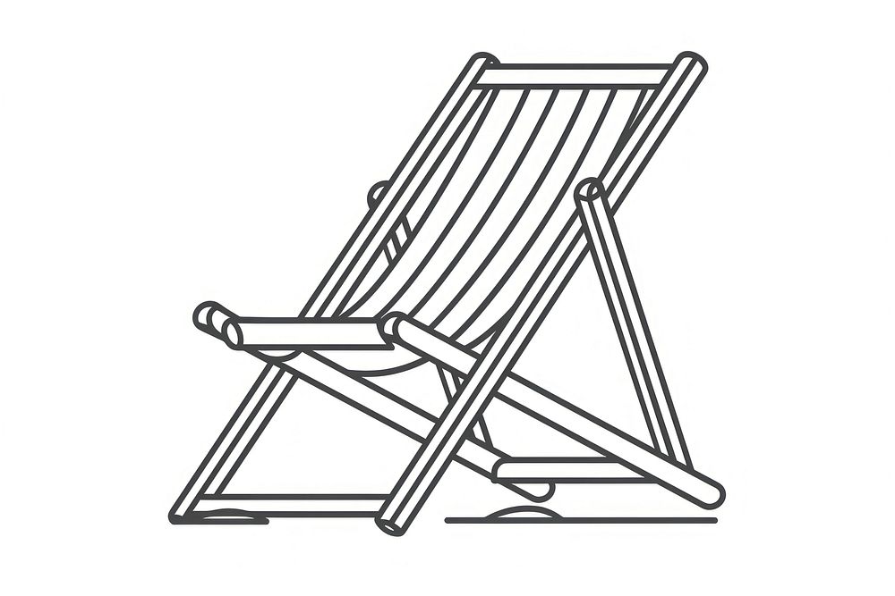 Vector illustration of deck Chair line icon chair furniture canvas.