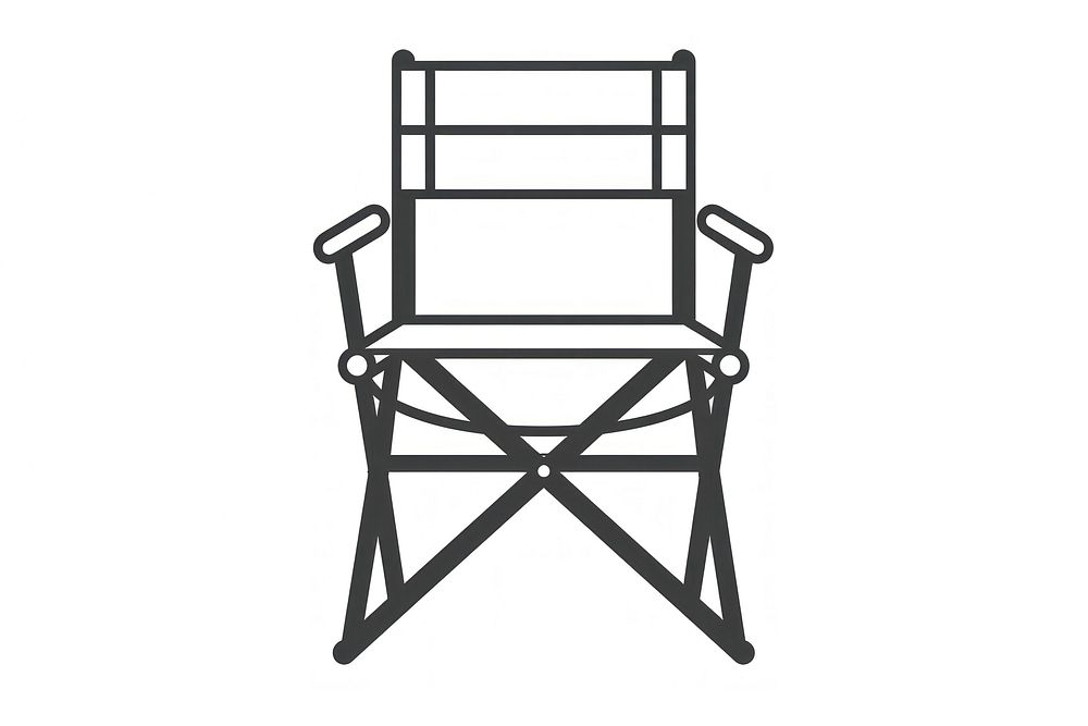 Vector illustration of director chair line icon furniture armchair canvas.