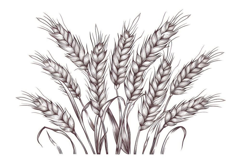 Vector illustration of ears of wheat line illustrated produce drawing.
