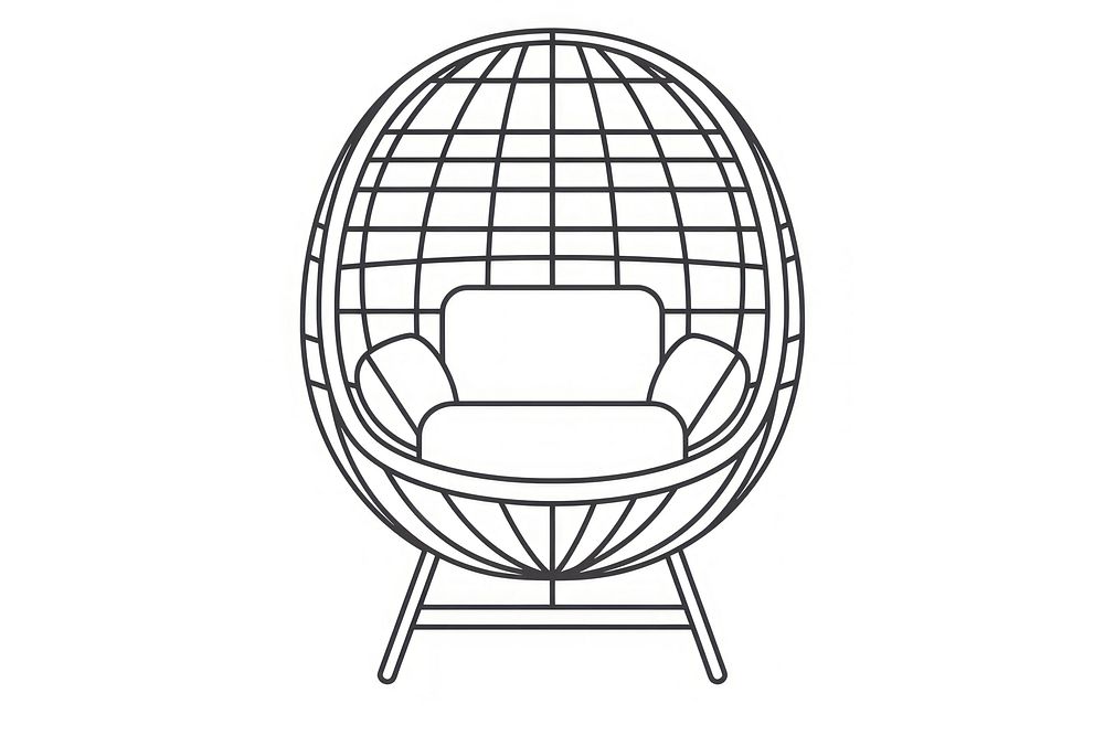 Vector illustration of egg chair line icon illustrated furniture drawing.