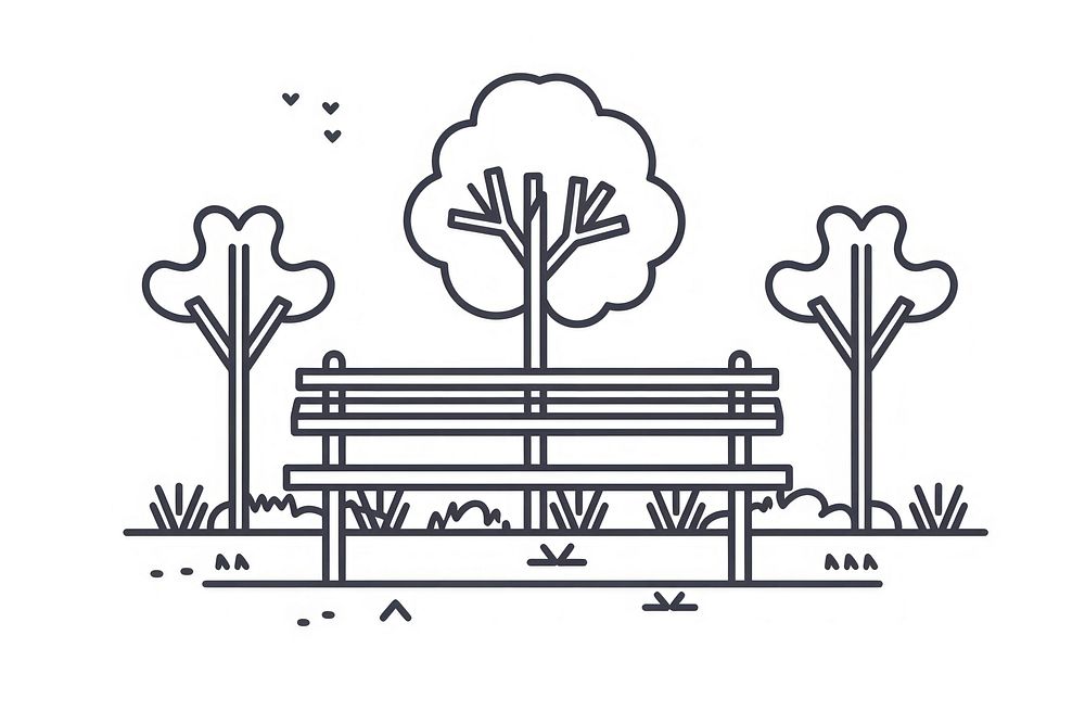 Vector illustration of park bench line icon illustrated furniture dynamite.
