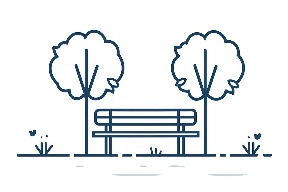 Vector illustration of park bench line icon furniture dynamite weaponry.