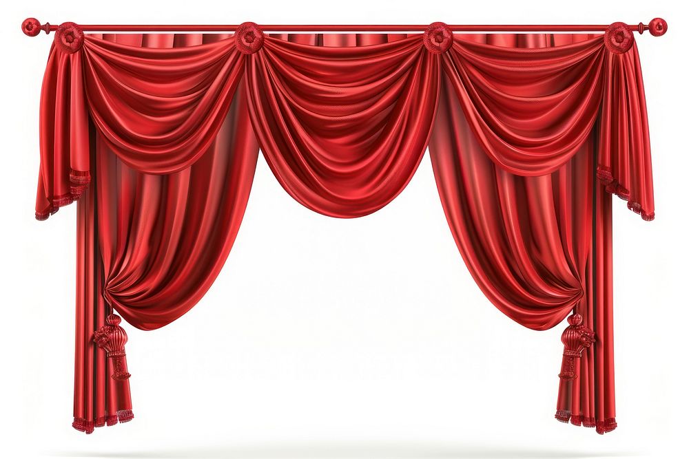 Vector illustration of Red curtains furniture indoors theater.
