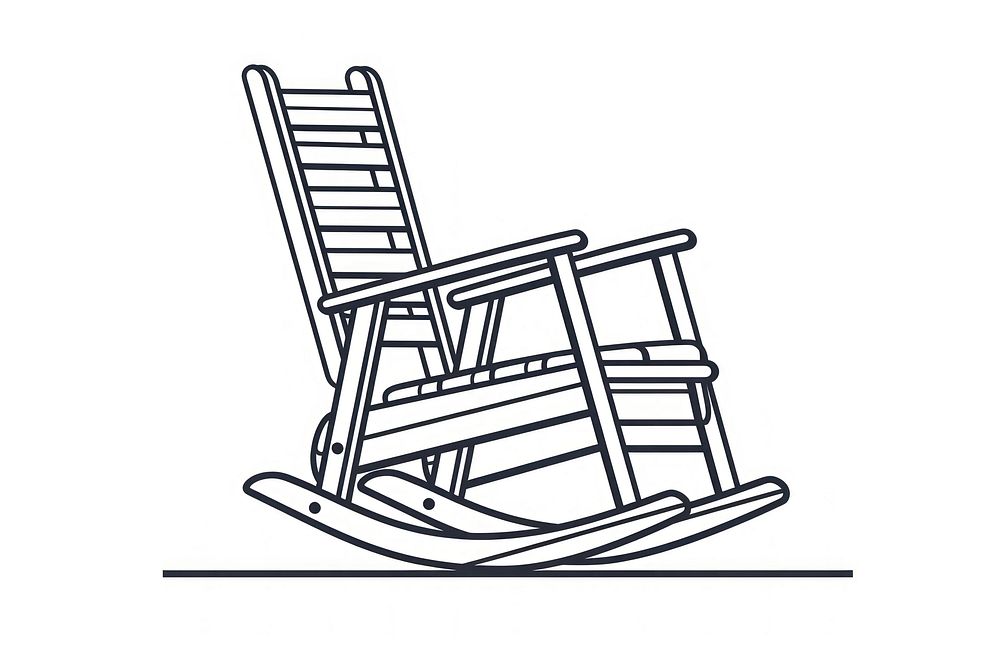 Vector illustration of rocking chair line icon furniture device grass.