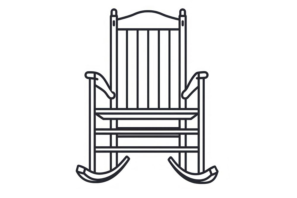 Vector illustration of rocking chair line icon furniture crib infant bed.