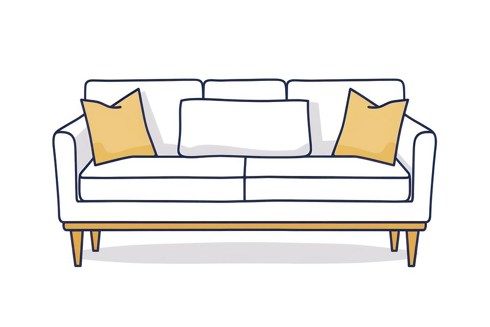 Vector illustration of sofa line icon furniture cushion couch.