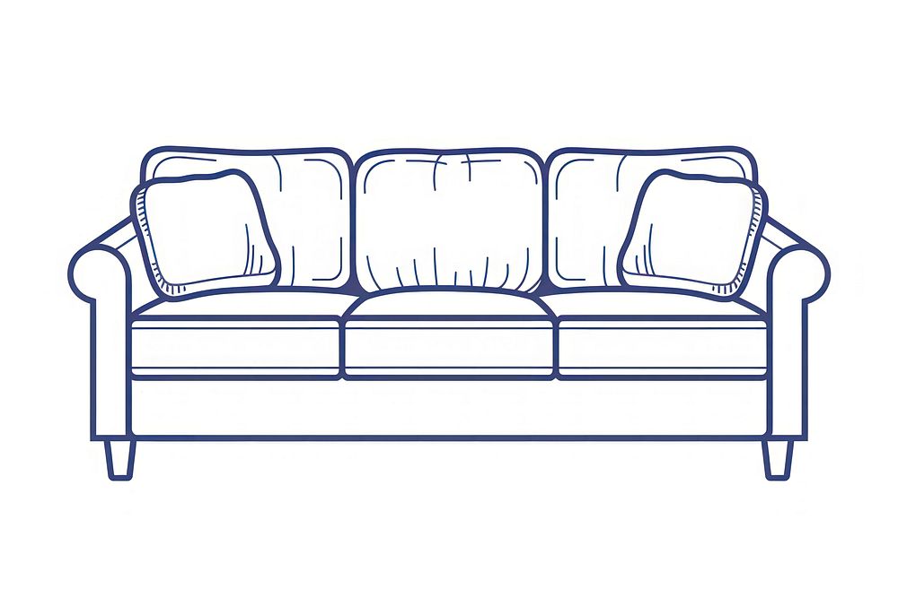 Vector illustration of sofa line icon furniture couch crib.