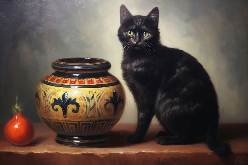 Black cat cookware pottery produce.
