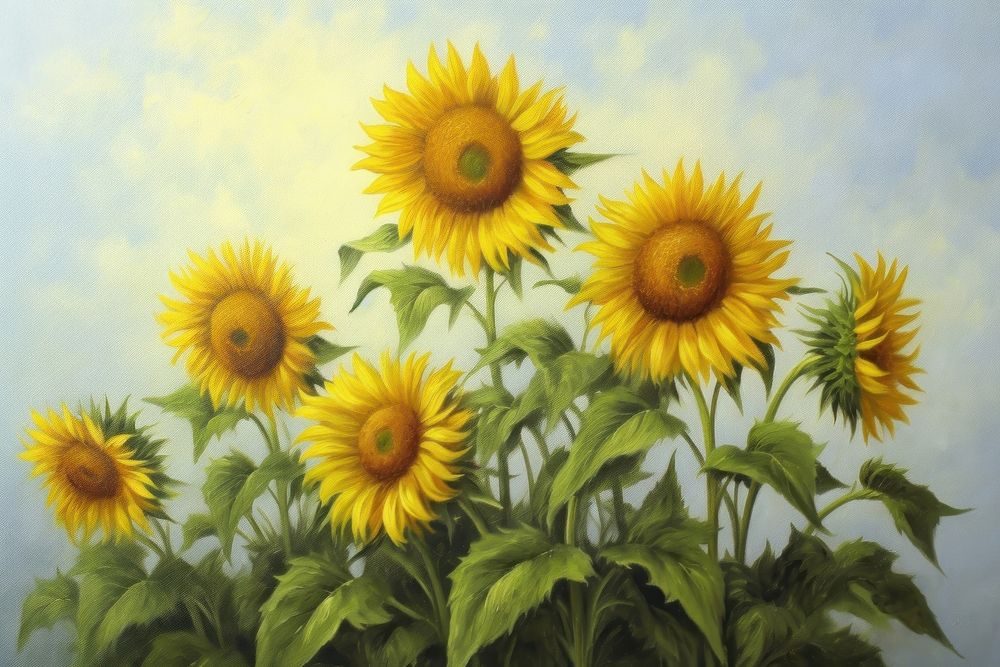 Sunflower field painting art blossom.