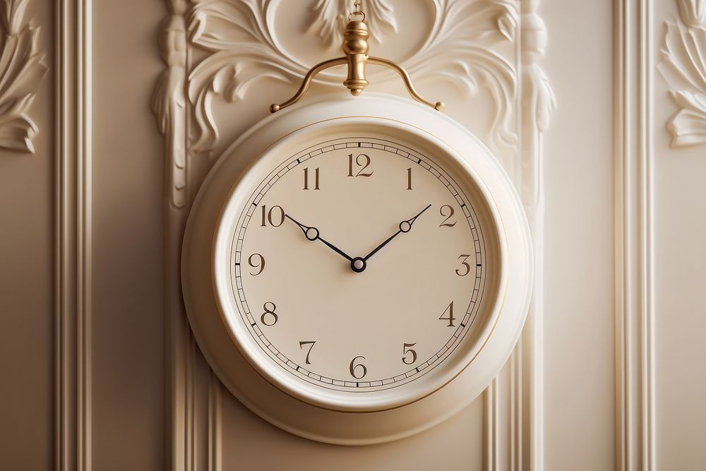 White clock mockups analog clock wall clock.