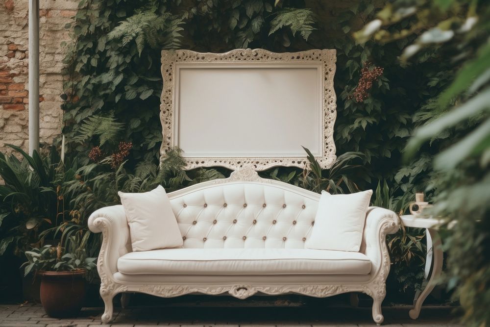 Blank frame mockup couch furniture cushion.