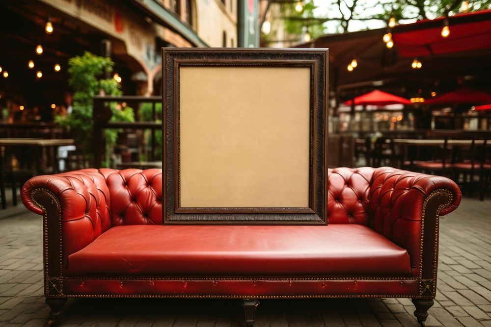 Blank frame mockup couch furniture painting.